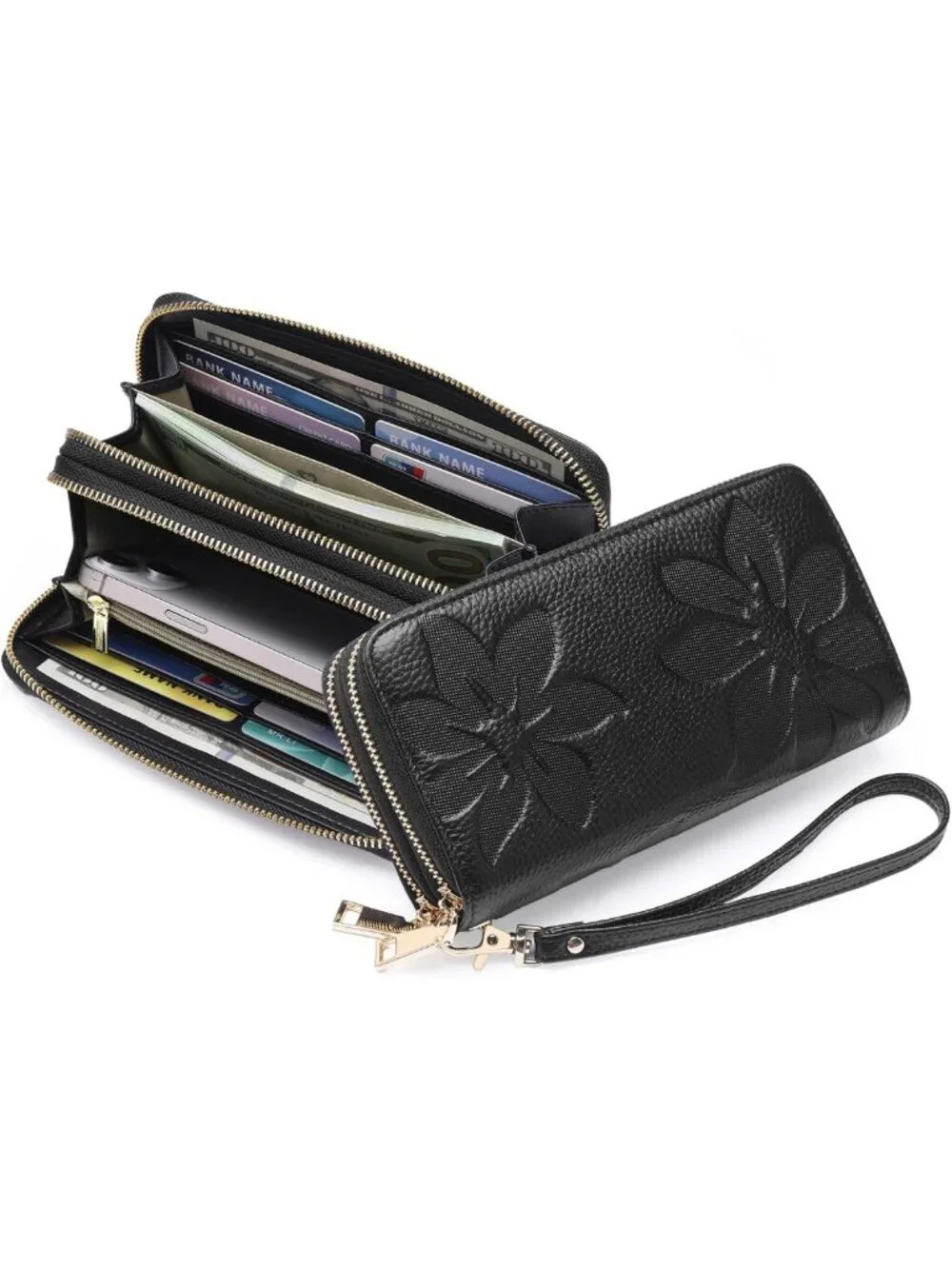 Stylish Women's RFID Blocking Leather Wristlet Wallet - Secure & Chic Accessory